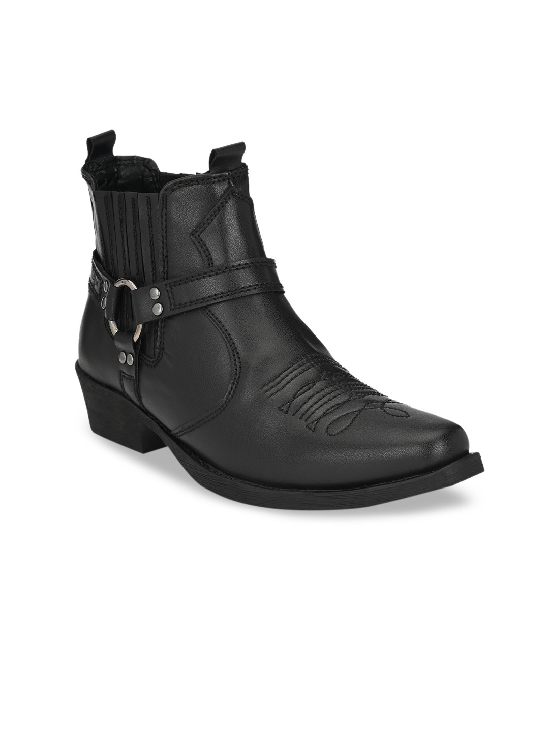 Delize Men Black Cowboy Boots