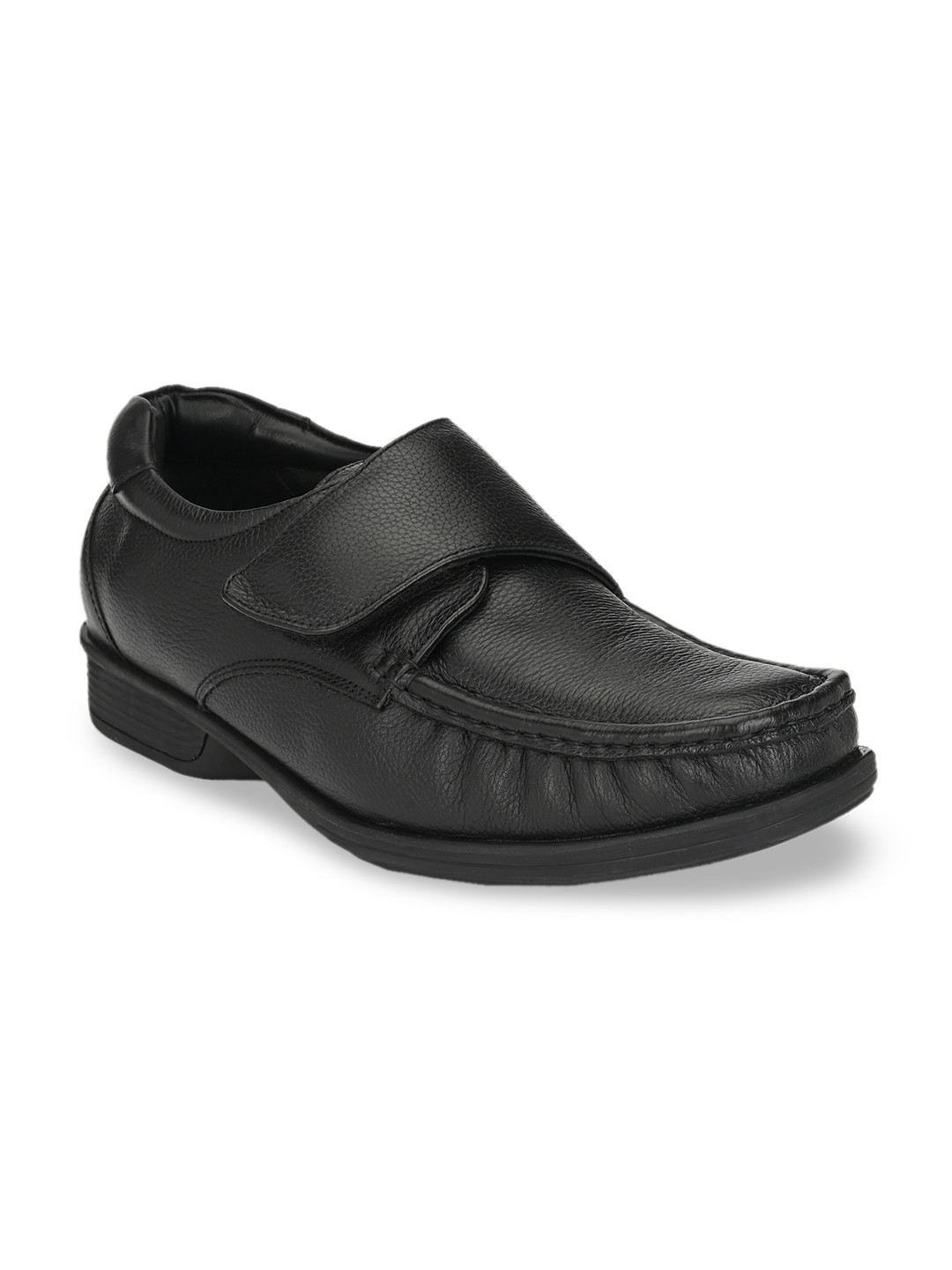 Delize Men Black Textured Leather Formal Loafers