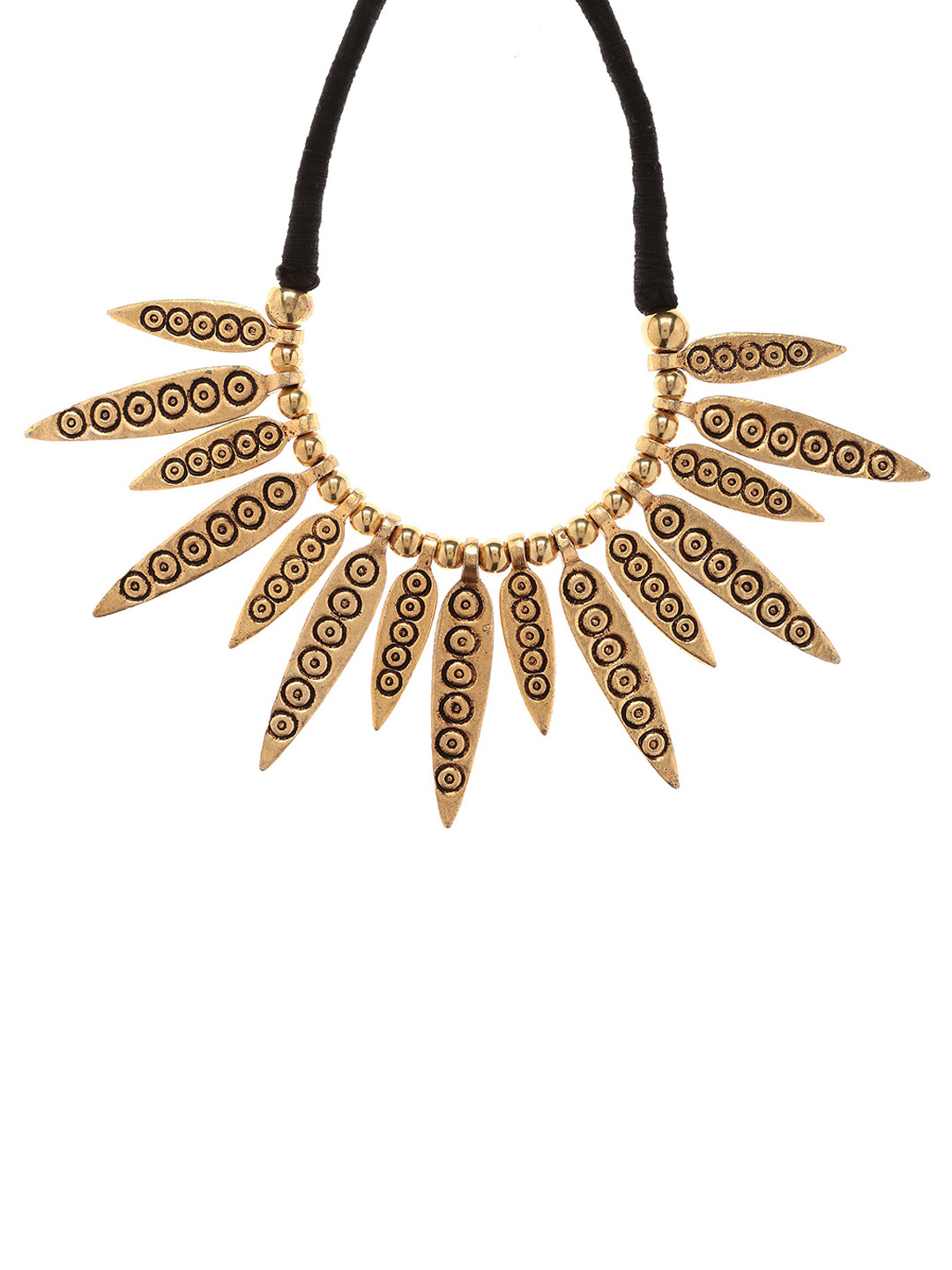 Bamboo Tree Jewels Antique Black & Gold-Toned Handcrafted Necklace