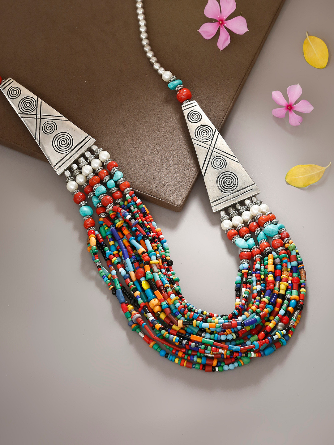 Bamboo Tree Multicoloured Beaded Multistrand Necklace
