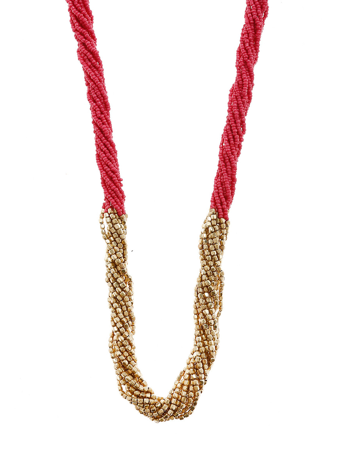 Bamboo Tree Jewels Coral Pink & Gold-Toned Metal Handcrafted Necklace