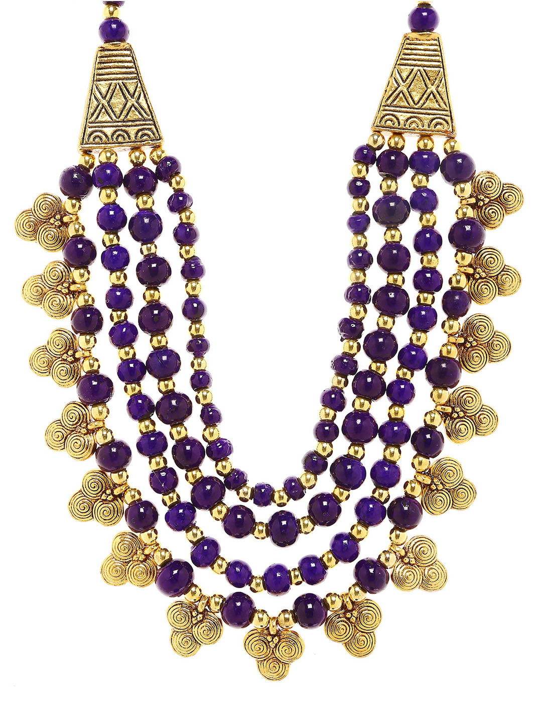 Bamboo Tree Jewels Blue & Gold-Toned Alloy Handcrafted Necklace