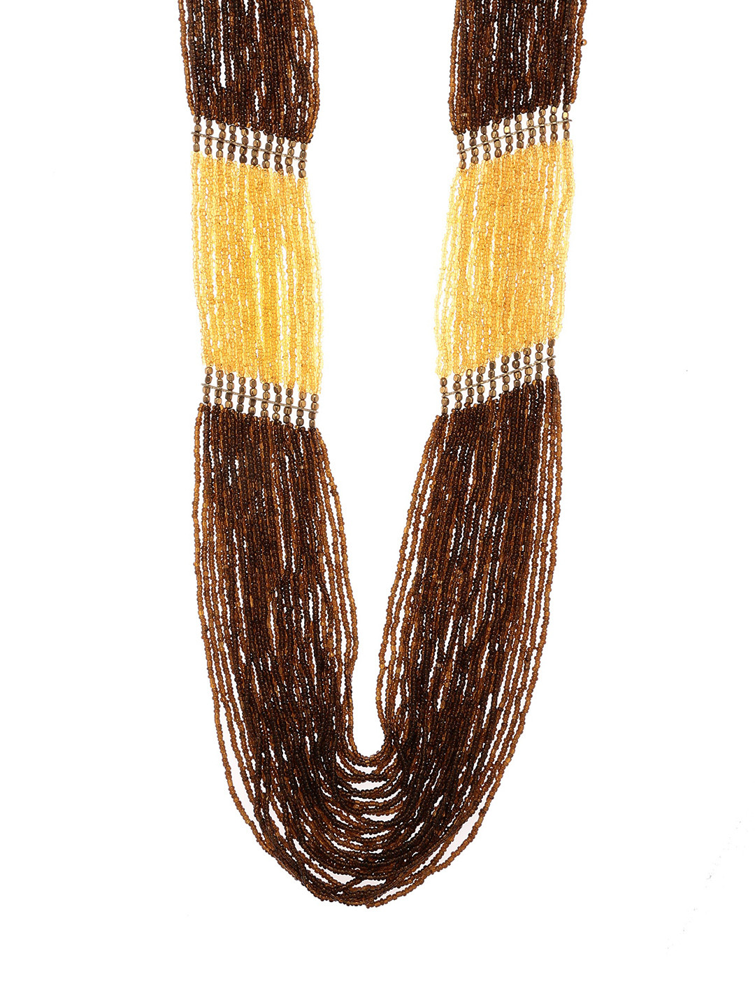 Bamboo Tree Jewels Brown & Yellow Metal Handcrafted Necklace