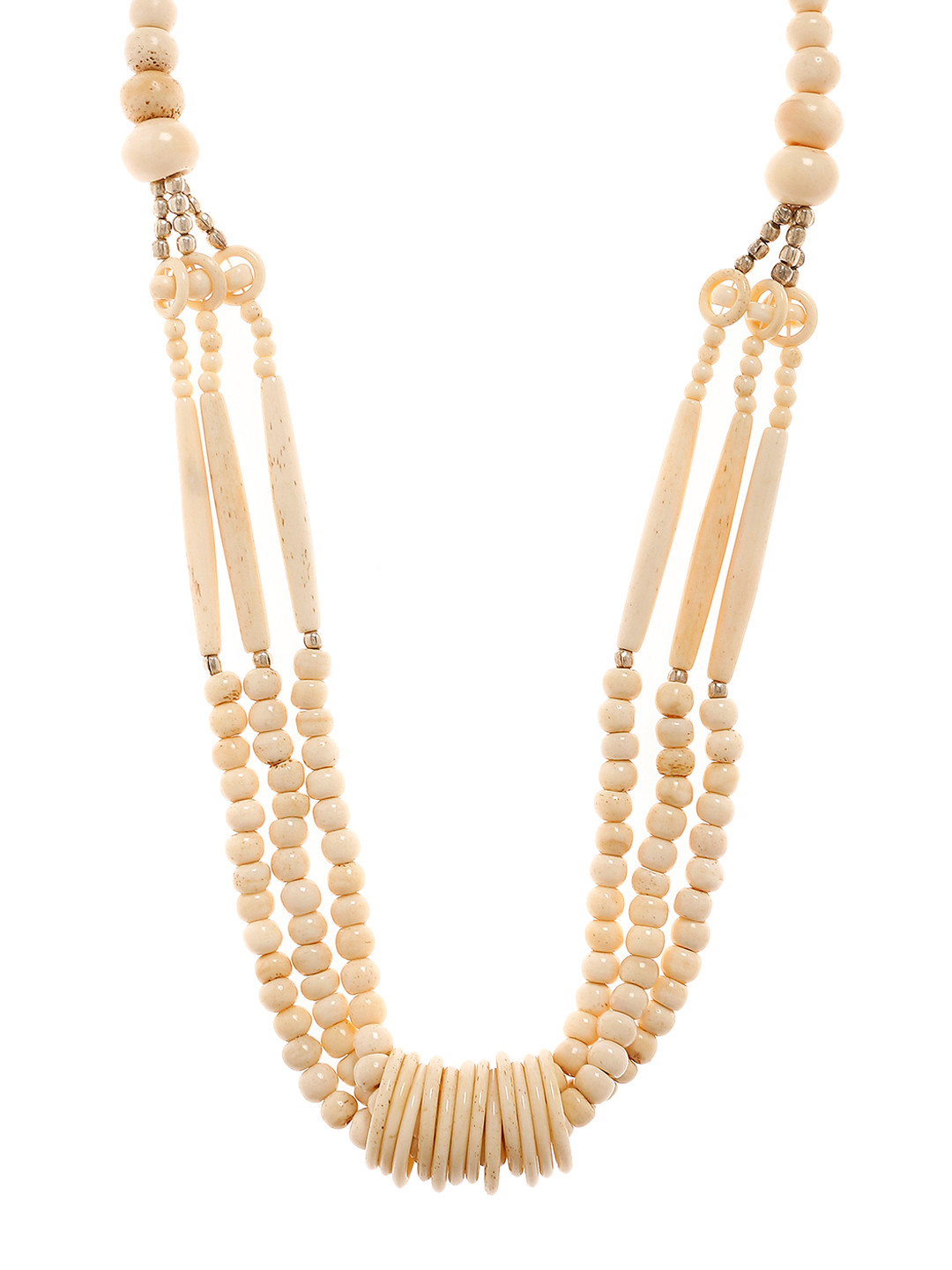 Bamboo Tree Jewels Off-White Handcrafted Beaded Necklace
