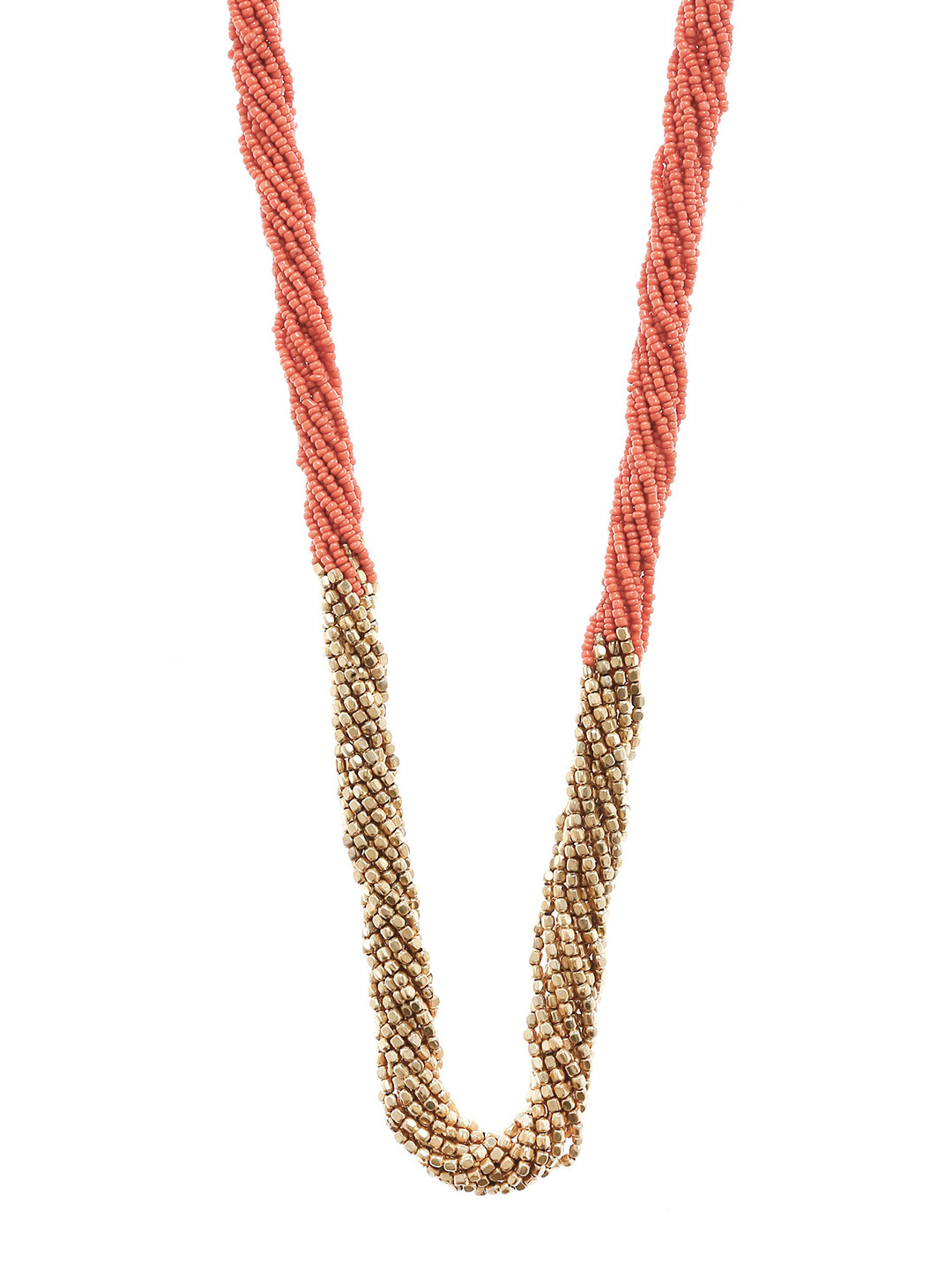 Bamboo Tree Jewels Peach-Coloured & Gold-Toned Metal Handcrafted Necklace