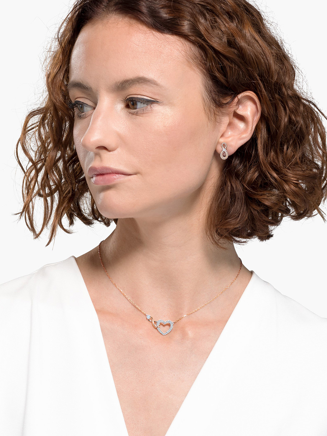 SWAROVSKI Gold-Plated CZ Studded Infinity Heart Set