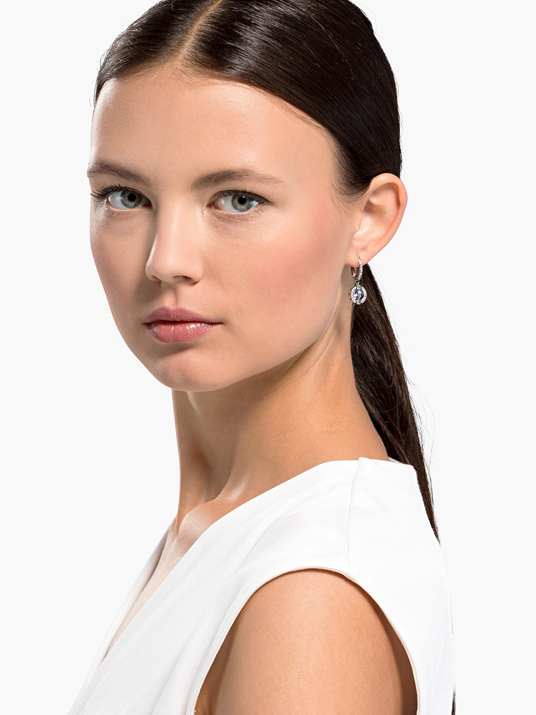 SWAROVSKI White Contemporary Hoop Earrings