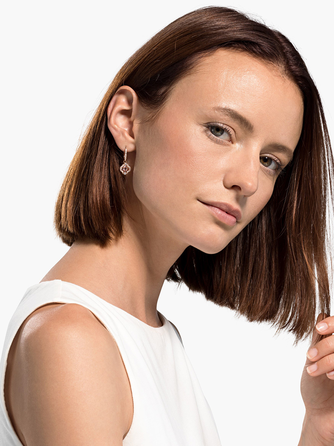 SWAROVSKI Rose Gold-Plated Sparkling Dance Clover Pierced Earrings