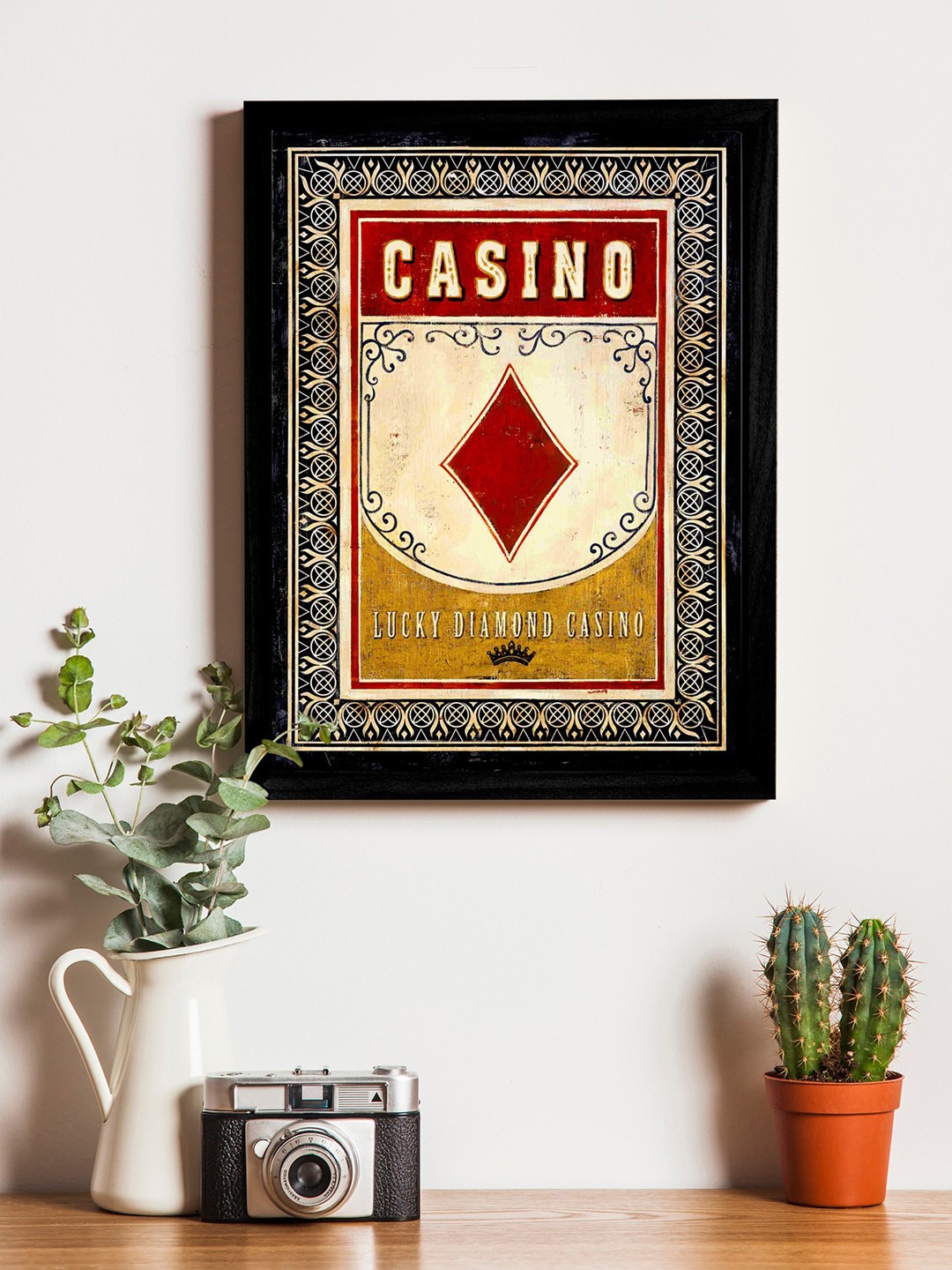 Art Street Red & Beige Printed Synthetic Wood Framed Individual Wall Art