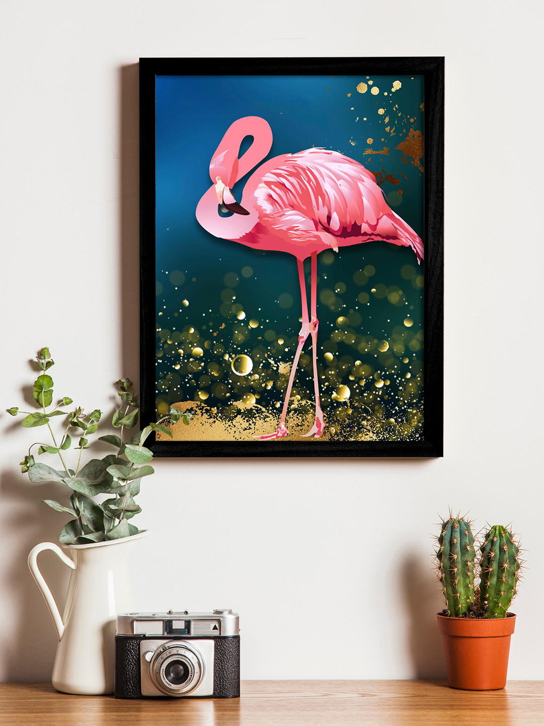 Art Street Pink & Blue Printed Synthetic Wood Framed Individual Wall Art