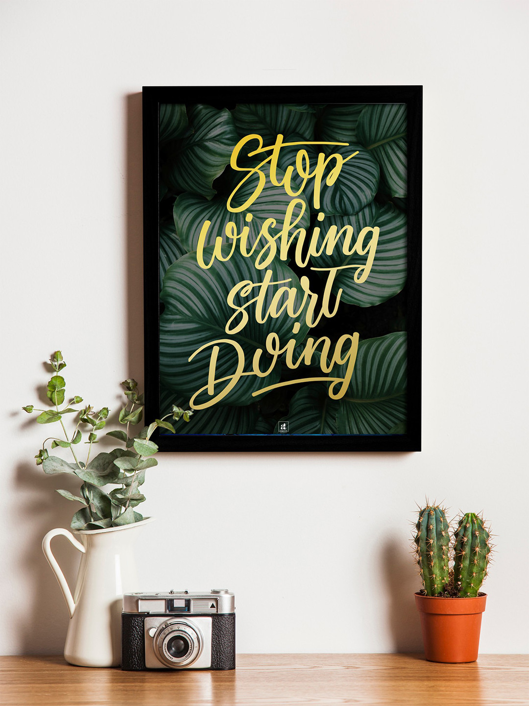 Art Street Green & Yellow Printed Synthetic Wood Framed Individual Wall Art