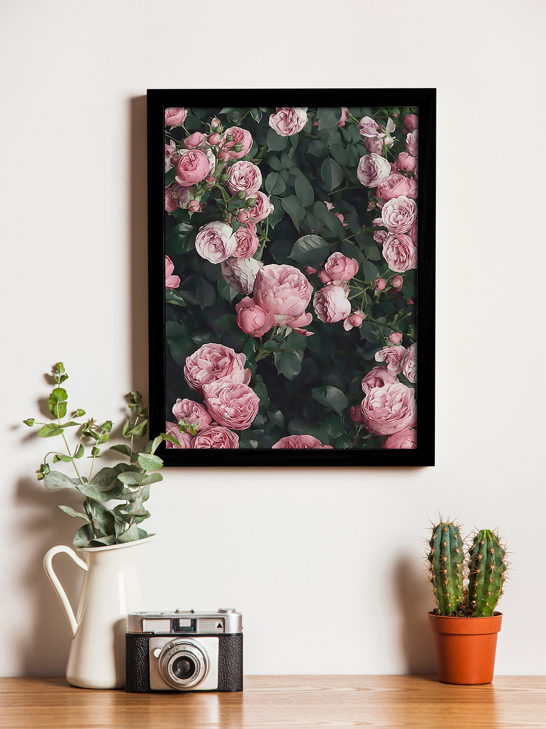 Art Street Green & Pink Printed Synthetic Wood Framed Individual Wall Art