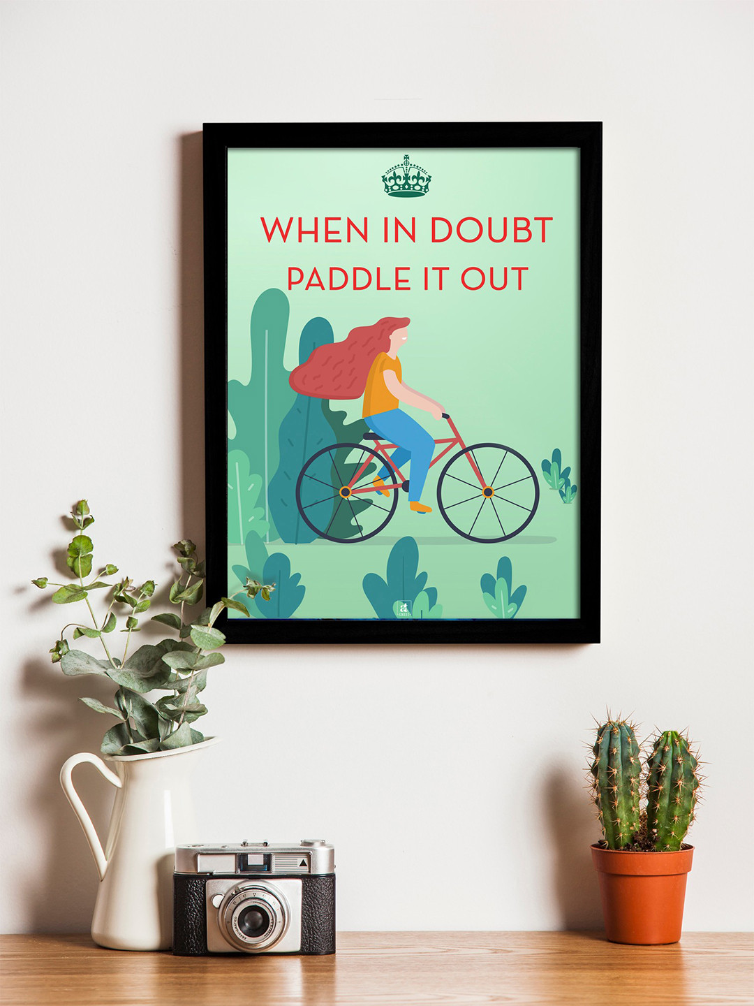 Art Street Green & Red Printed Synthetic Wood Framed Individual Wall Art