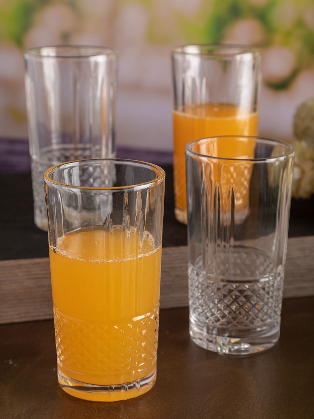 GOODHOMES Set of 12 Transparent Diamond Design Glass Tumblers