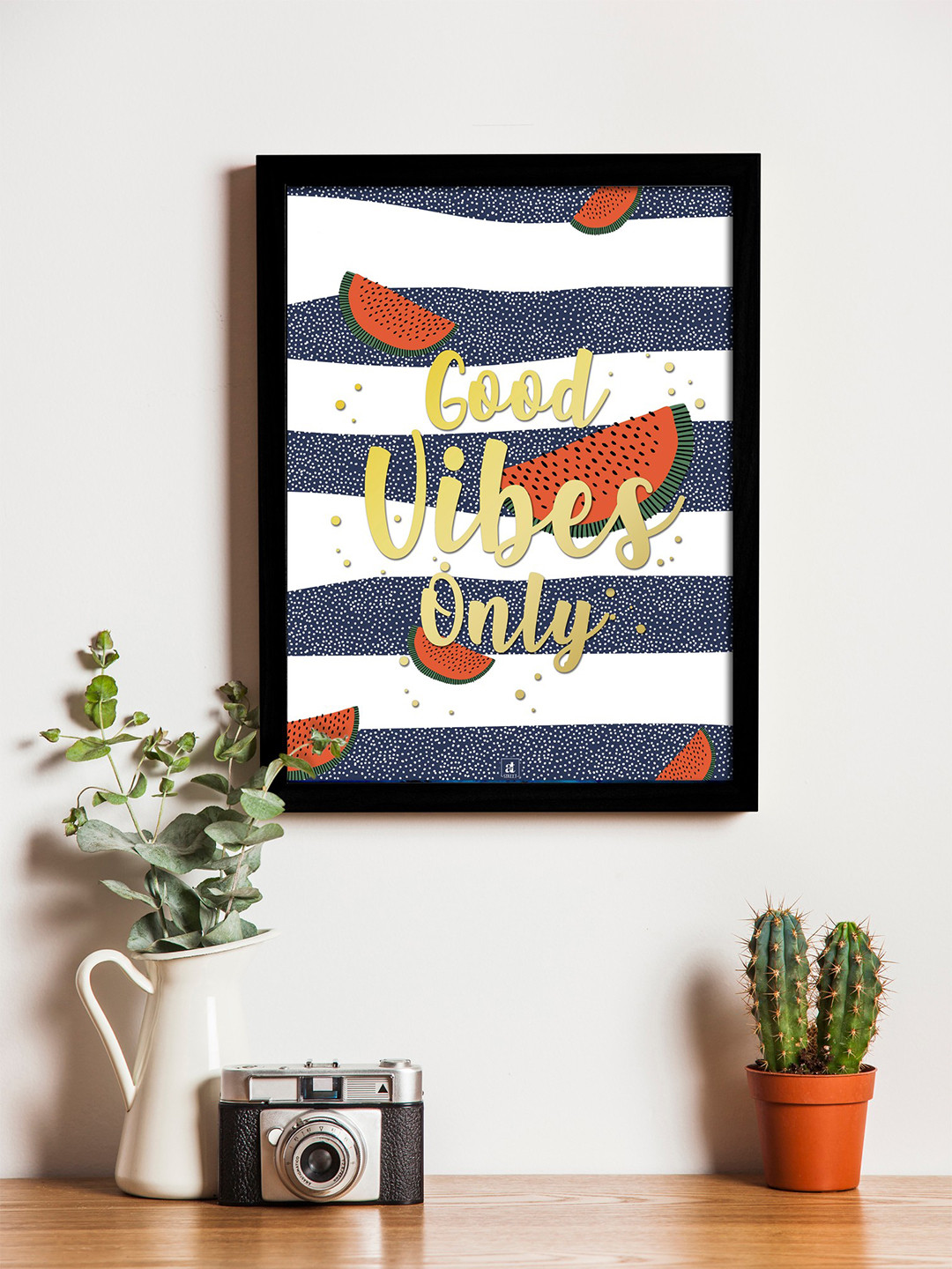 Art Street Blue & White Printed Synthetic Wood Framed Individual Wall Art