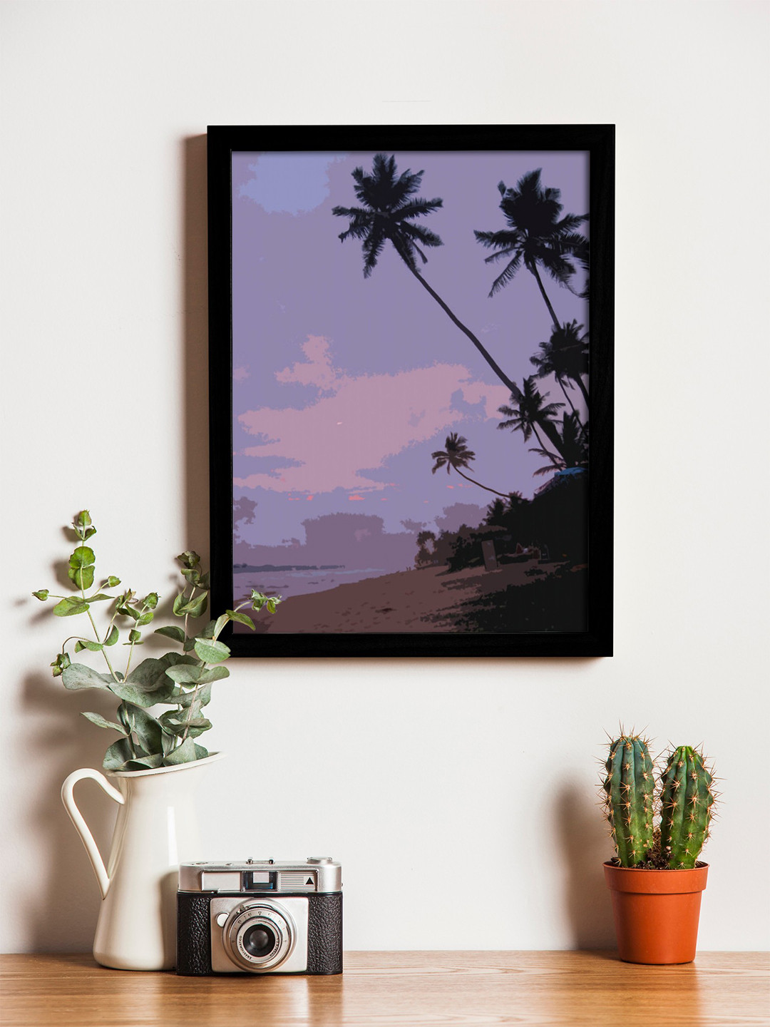 Art Street Black & Purple Printed Synthetic Wood Framed Individual Wall Art