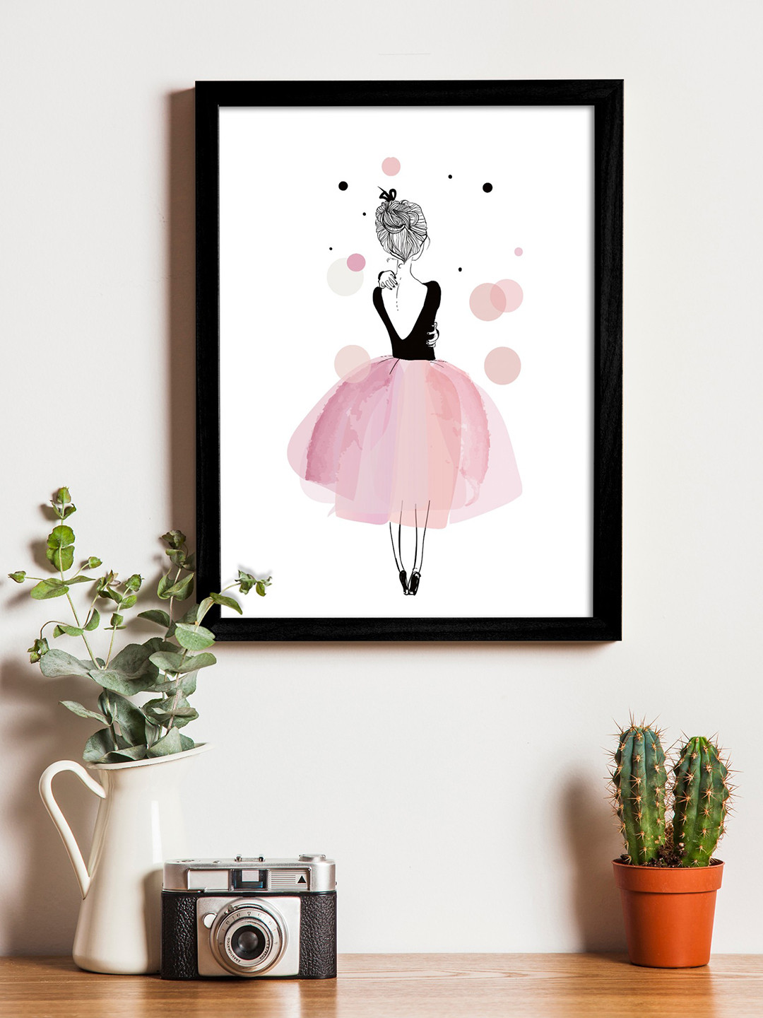 Art Street White & Pink Printed Synthetic Wood Framed Individual Wall Art