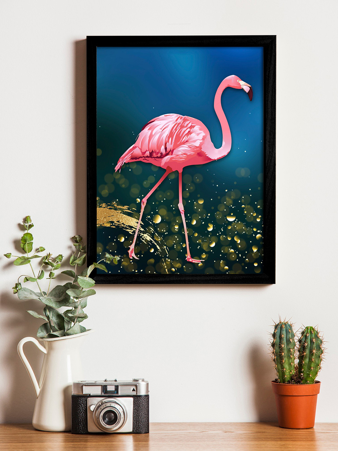 Art Street Pink & Blue Printed Synthetic Wood Framed Individual Wall Art