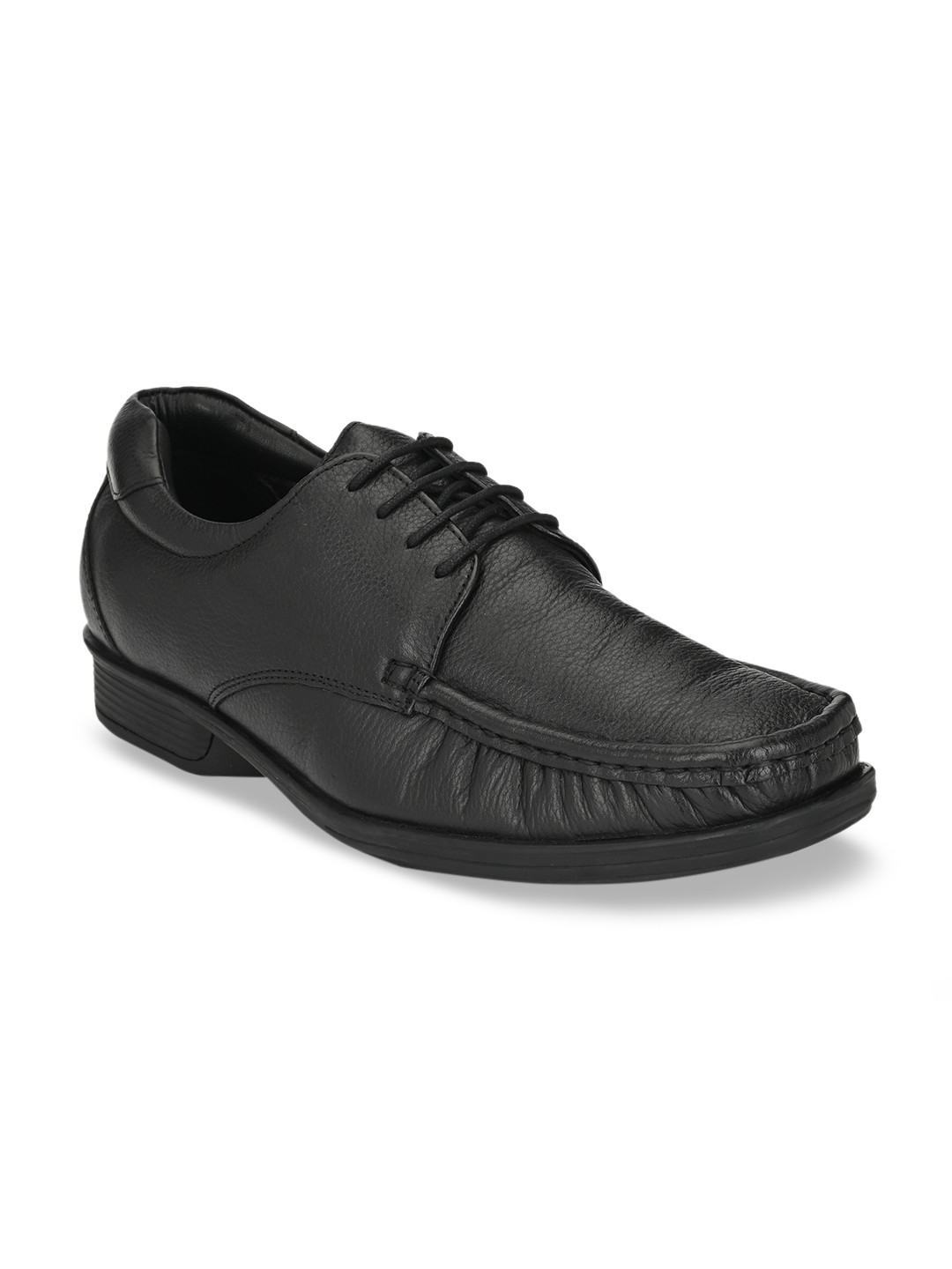 Delize Men Black Textured Formal Genuine Leather Derbys