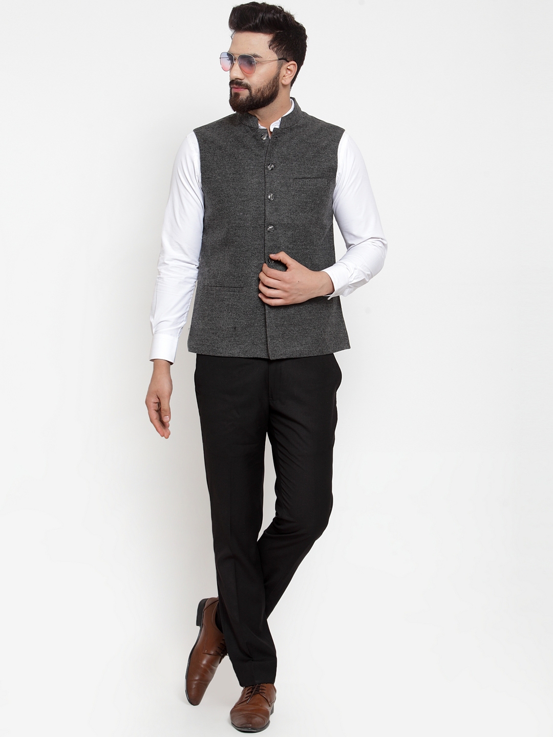 Men's Nehru Jacket Solid Pattern Blazer Party Wear Jacket Top Waistcoat ...