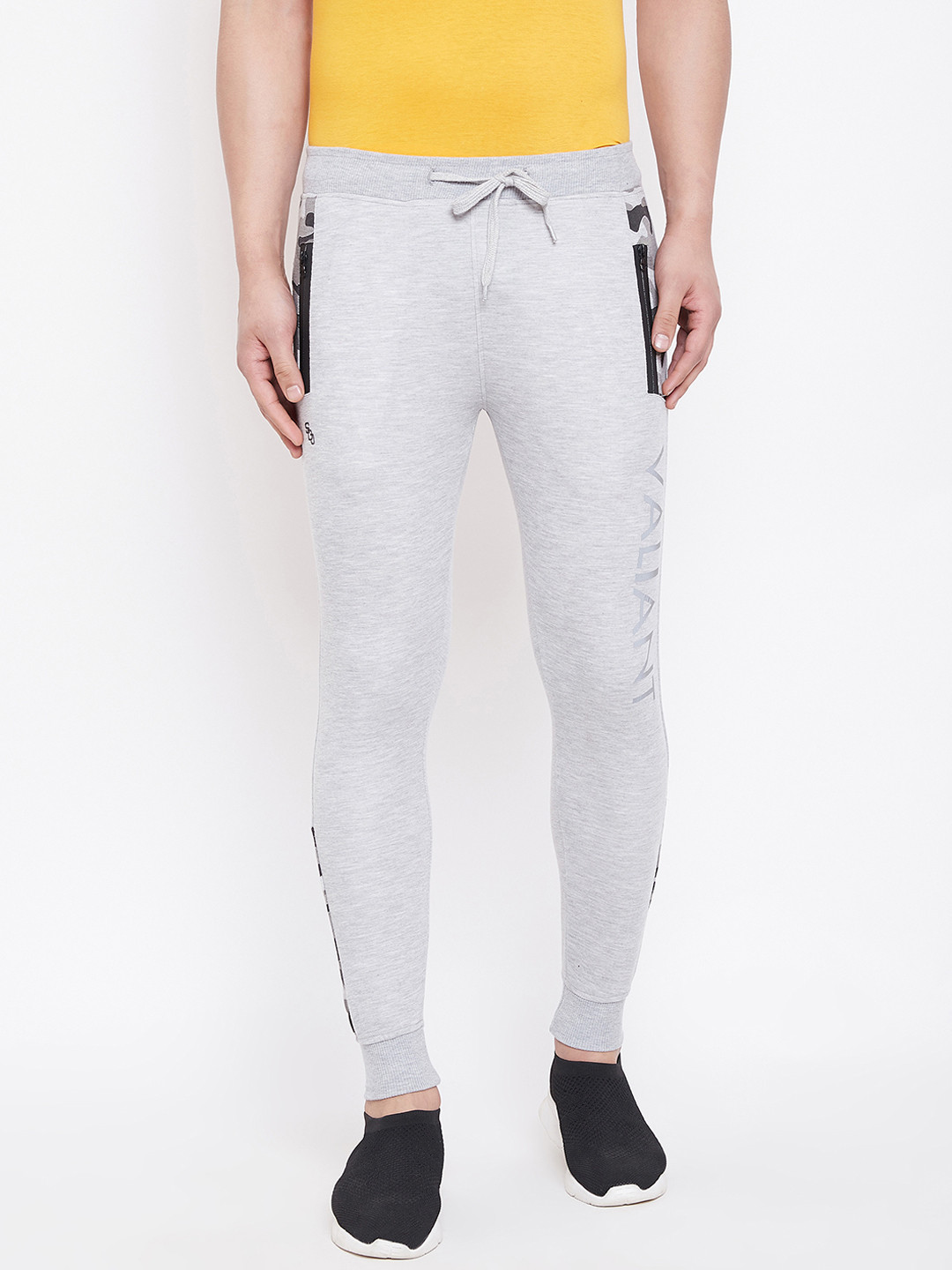 Duke Men Grey Melange Solid Track Pants
