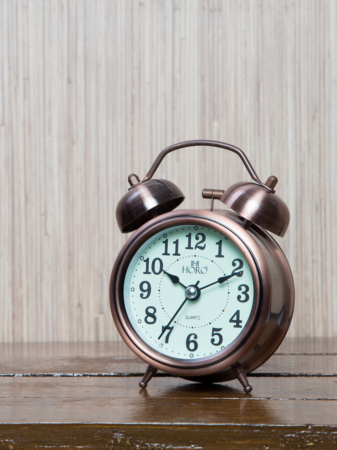 Horo Brown Handcrafted Geometric Solid 13 cm Analogue Table Clock