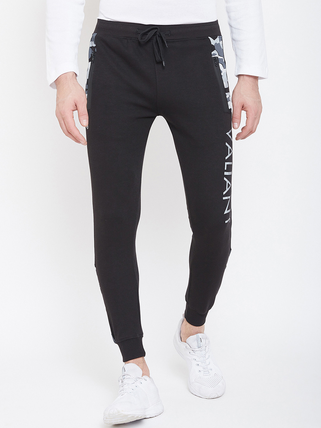 Duke Men Black & Grey Printed Joggers
