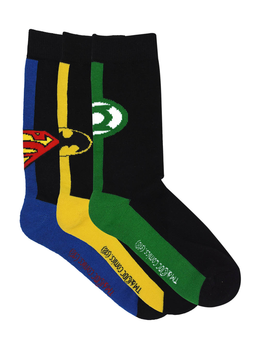 Justice League Men Pack of 3 Assorted Calf-Length Socks