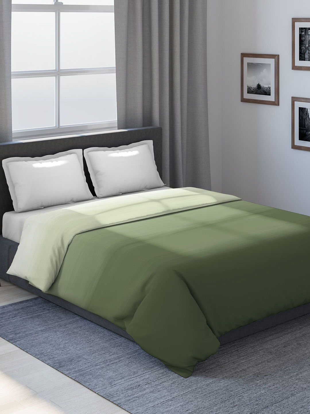 DDecor Green & Grey Solid Mild Winter 150 GSM Double Bed Comforter