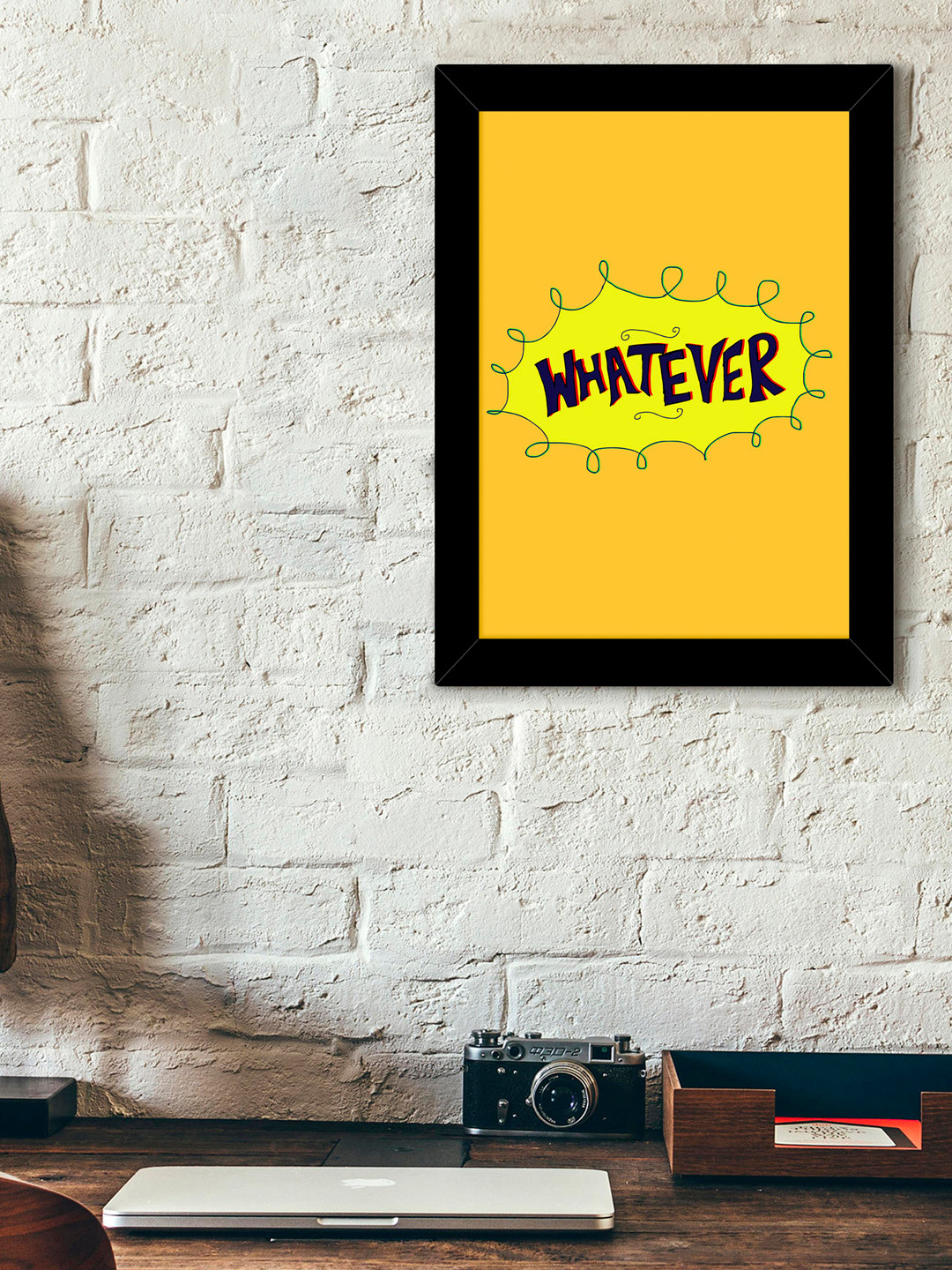 TIED RIBBONS Yellow & Purple Printed Synthetic Fibre Framed Wall Art