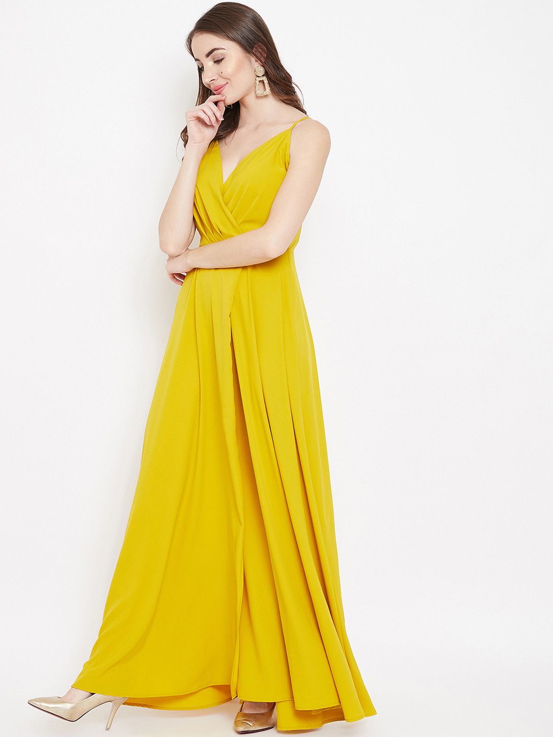 Berrylush Yellow Wrap Maxi Dress