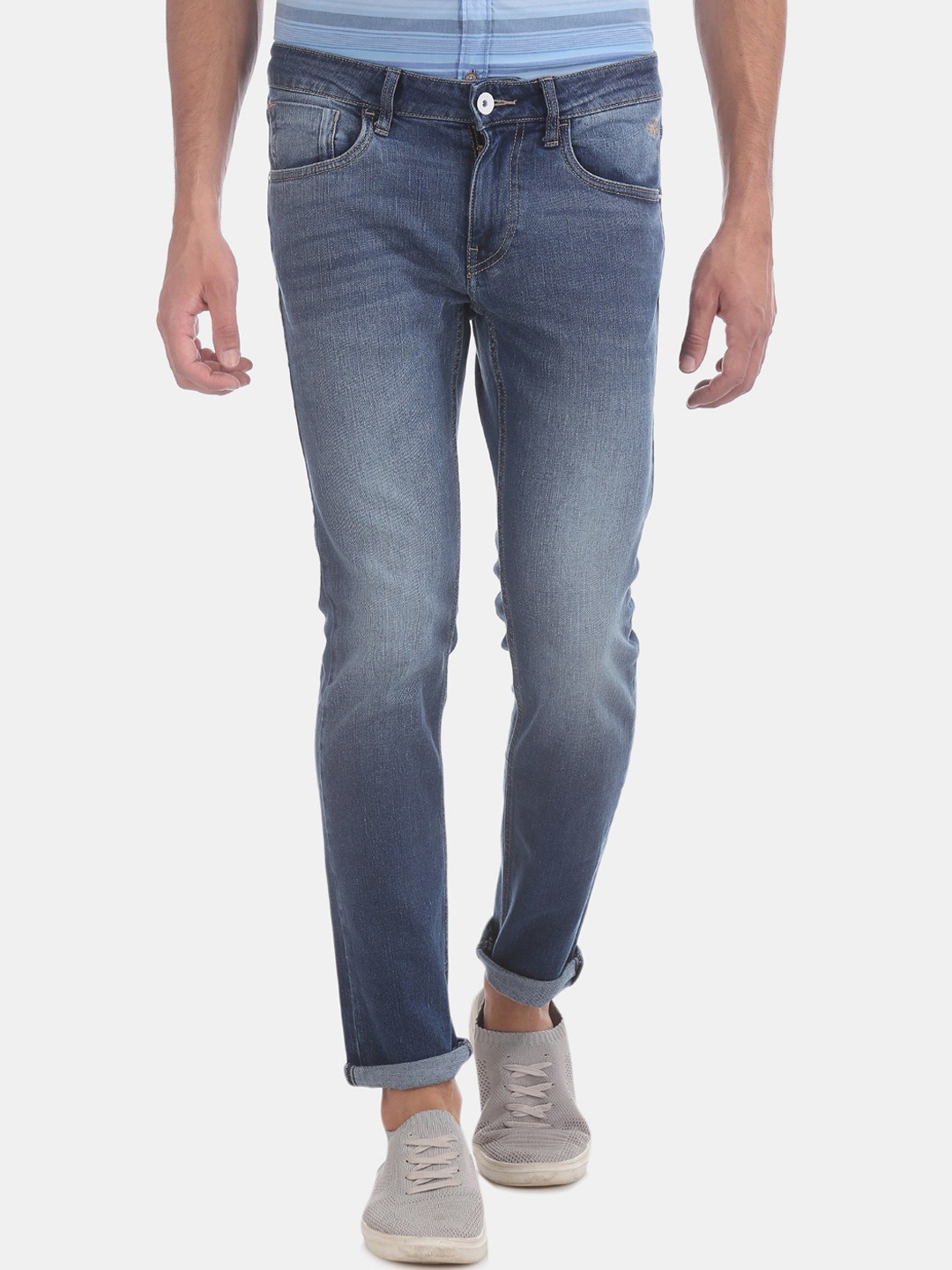 Flying Machine Men Blue Skinny Fit Low-Rise Clean Look Jeans