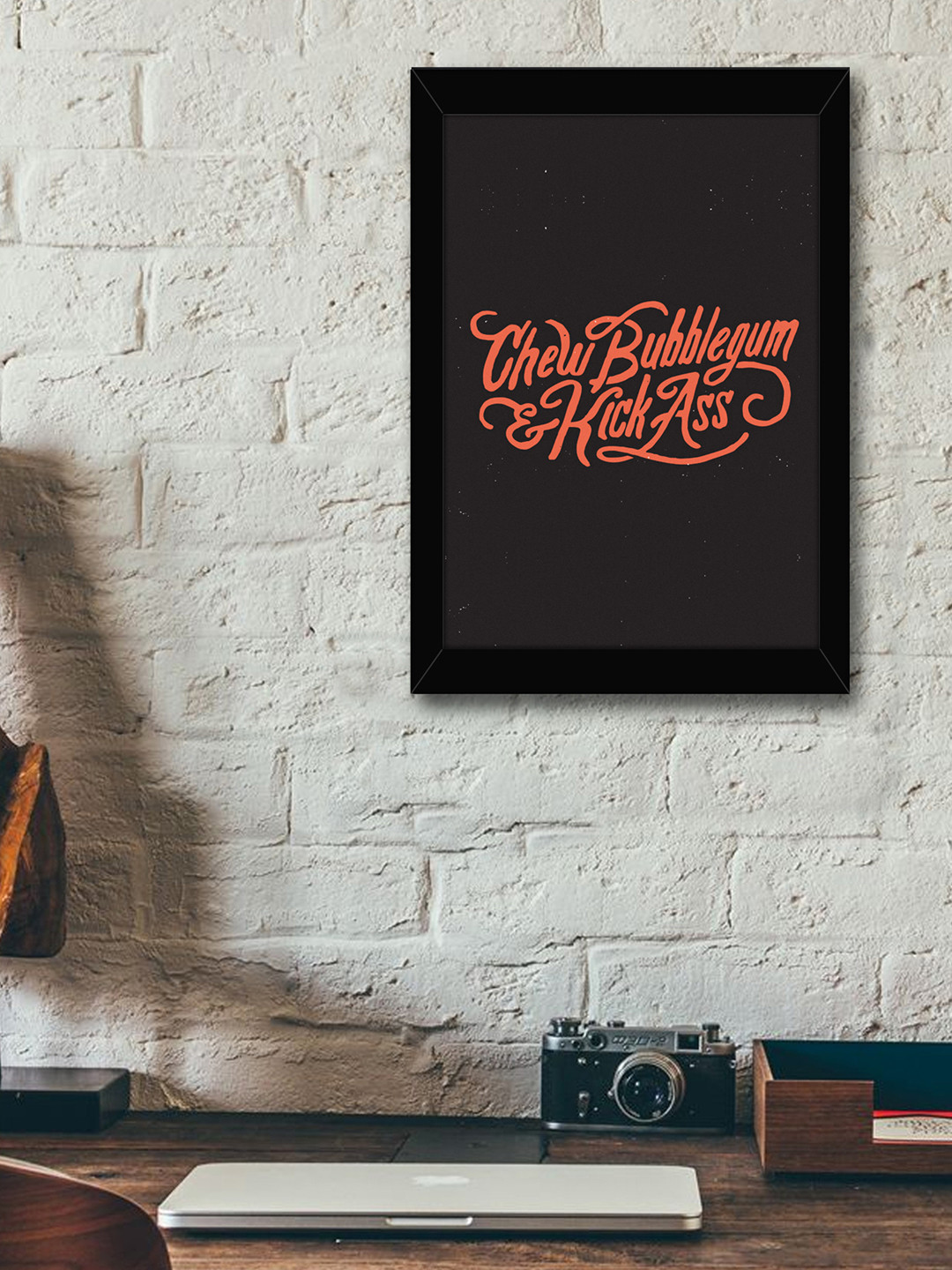 TIED RIBBONS Black & Peach Coloured Solid Inspirational Typographic Wall Art