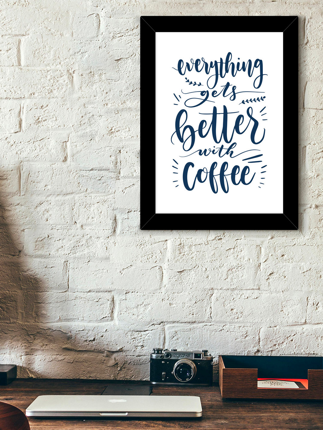 TIED RIBBONS Black & Navy Blue Solid Typographic Wall Art