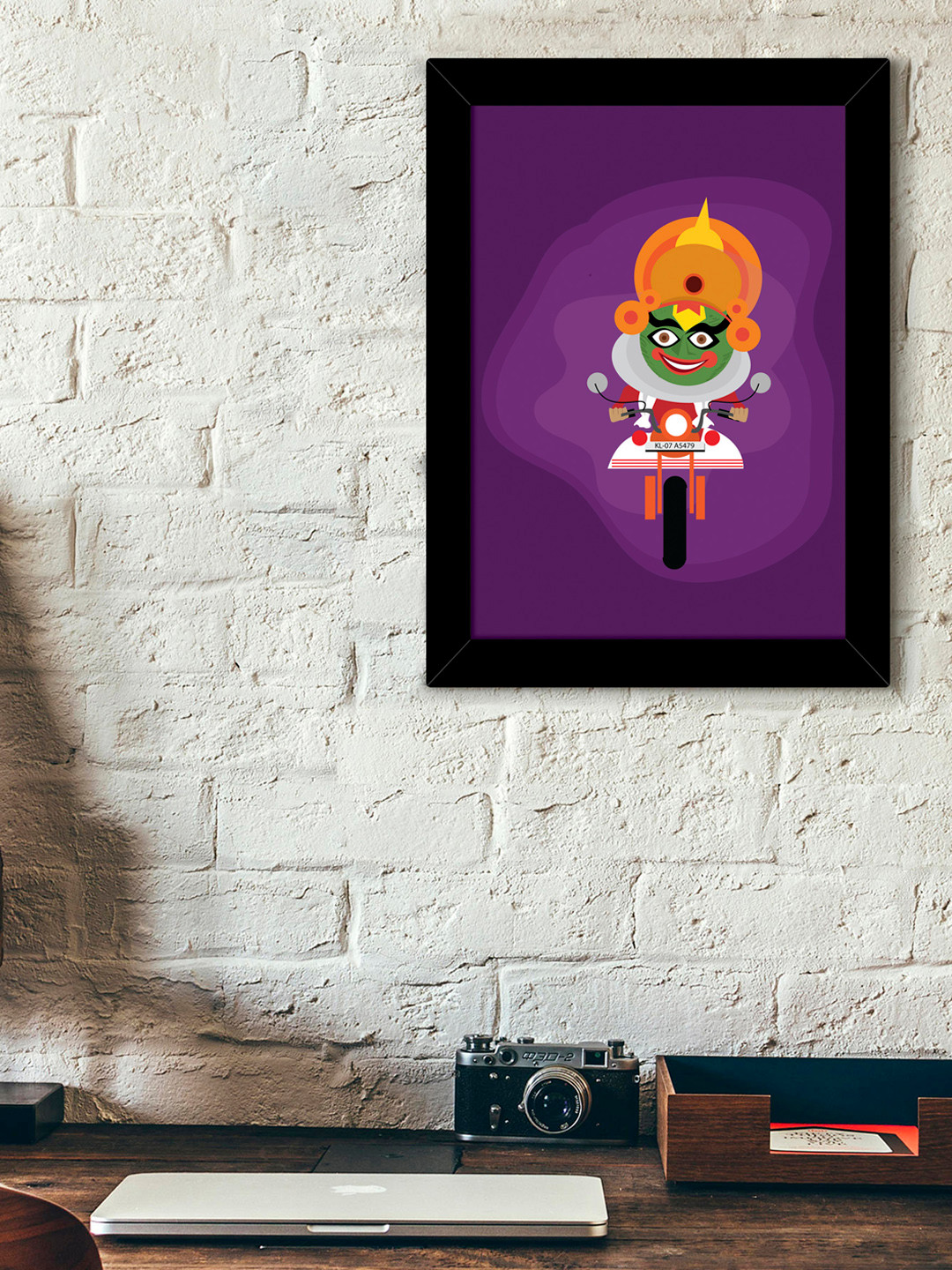 TIED RIBBONS Black & Purple Solid Graphic Wall Art