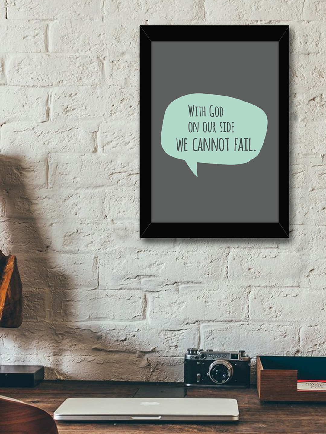 TIED RIBBONS Black & Grey Solid Inspirational Typographic Wall Art