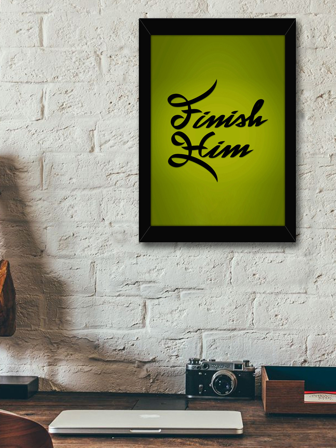 TIED RIBBONS Black & Green Solid Typographic Wall Art