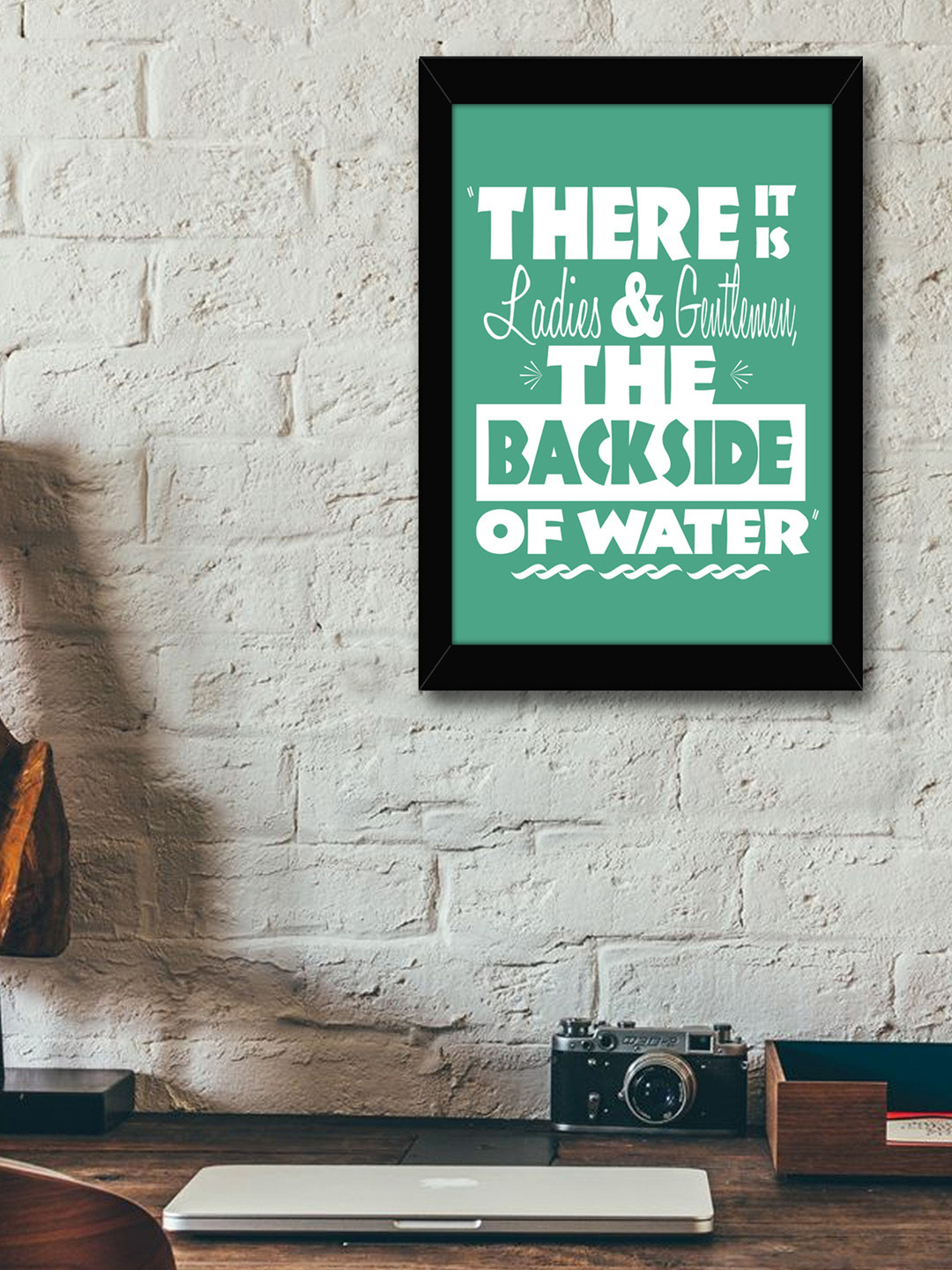 TIED RIBBONS Black & Sea Green Solid Typographic Wall Art