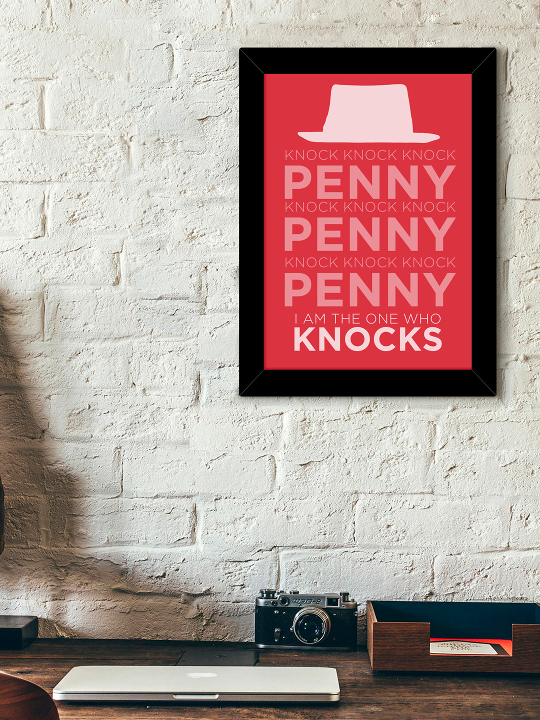 TIED RIBBONS Black & Pink Solid Typographic Wall Art