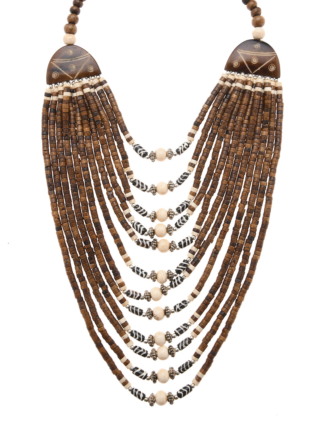 Bamboo Tree Jewels Brown Multistrand Handcrafted Necklace