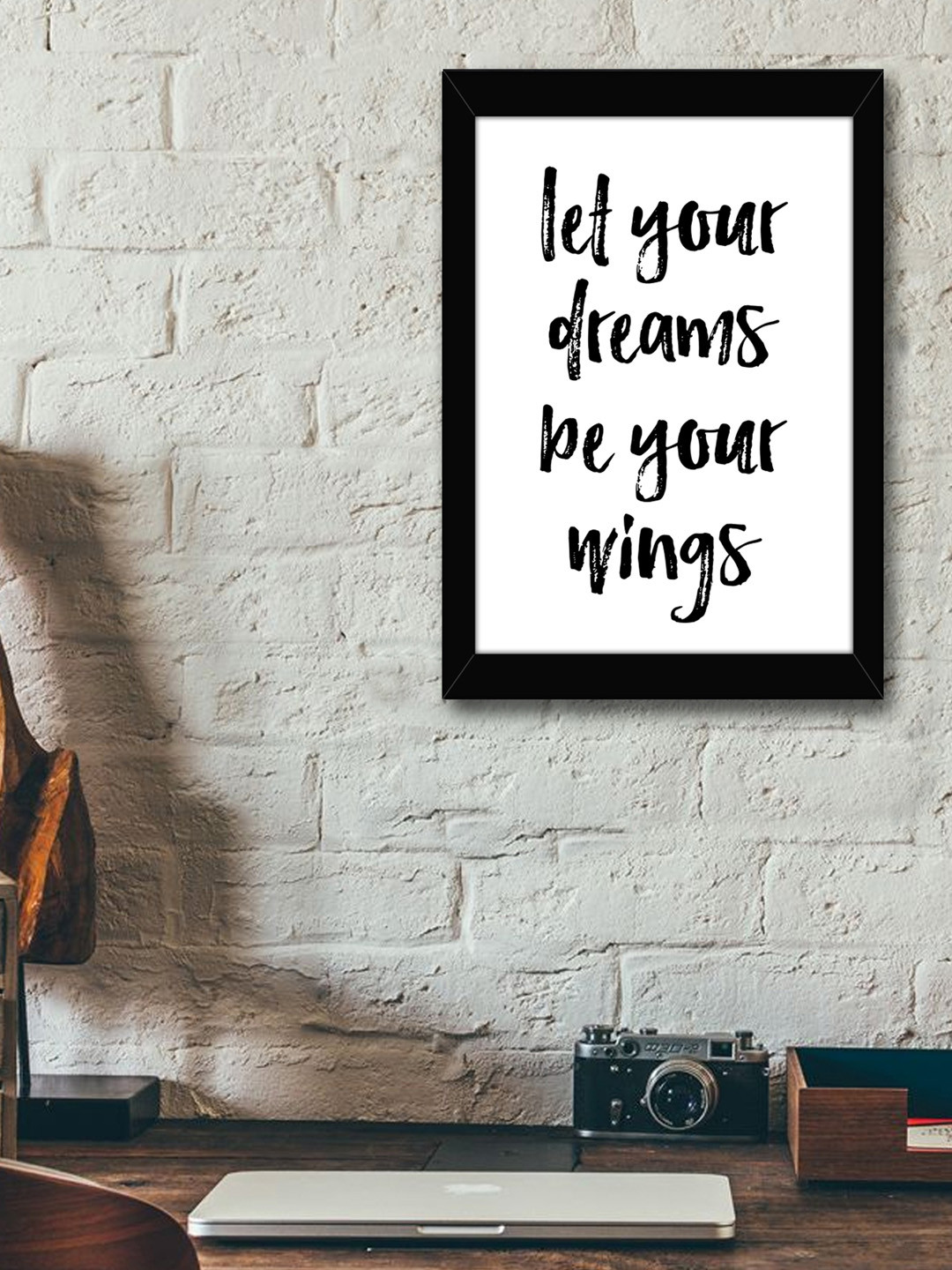 TIED RIBBONS Black & White Solid Inspirational Typographic Wall Art