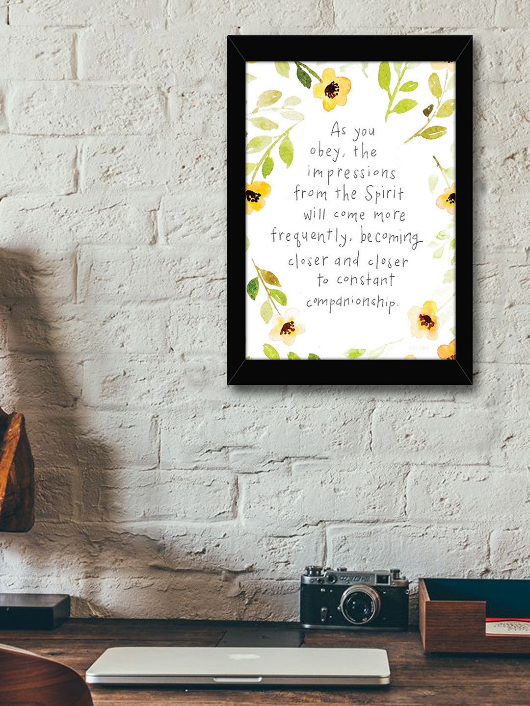 TIED RIBBONS Black & Yellow Solid Inspirational Typographic Wall Art