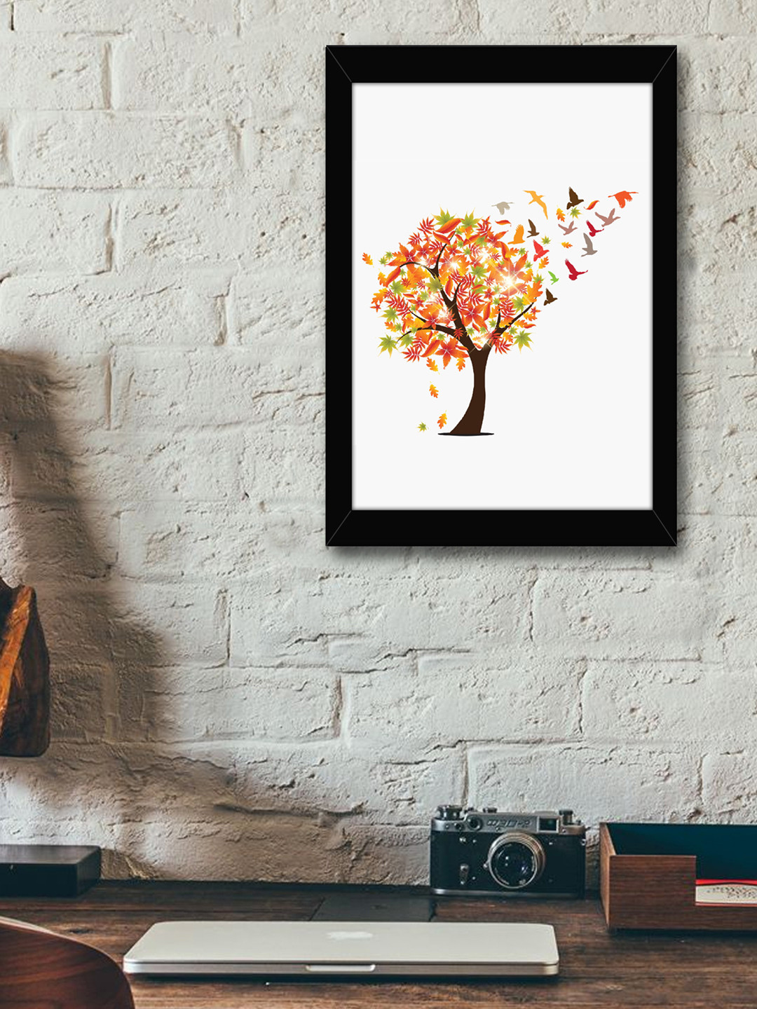 TIED RIBBONS Black & White Solid Abstract Tree Wall Art