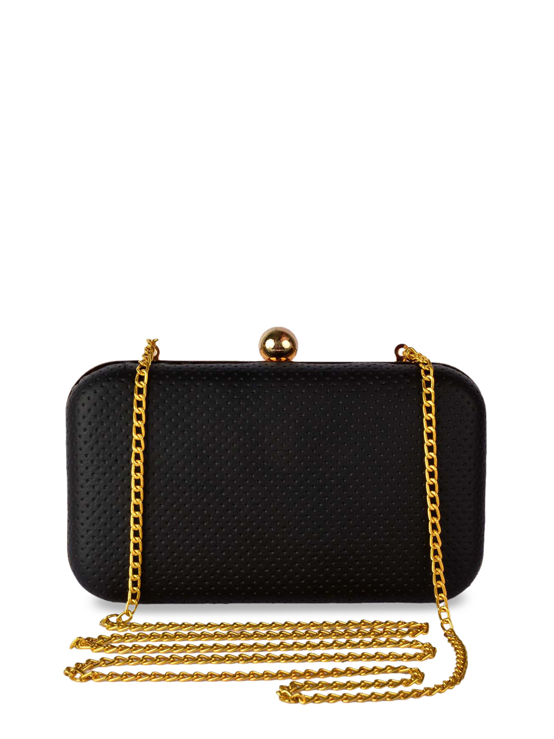REZZY Black Textured Box Clutch