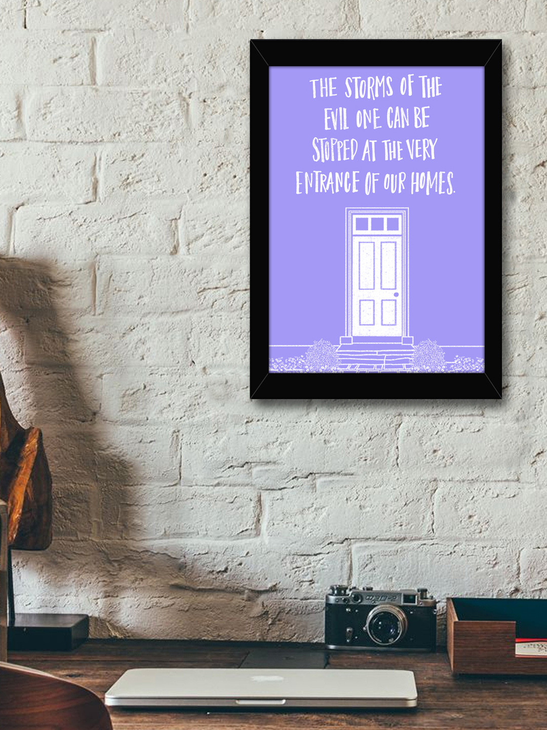 TIED RIBBONS Black & Lavender Coloured Solid Inspirational Typographic Wall Art