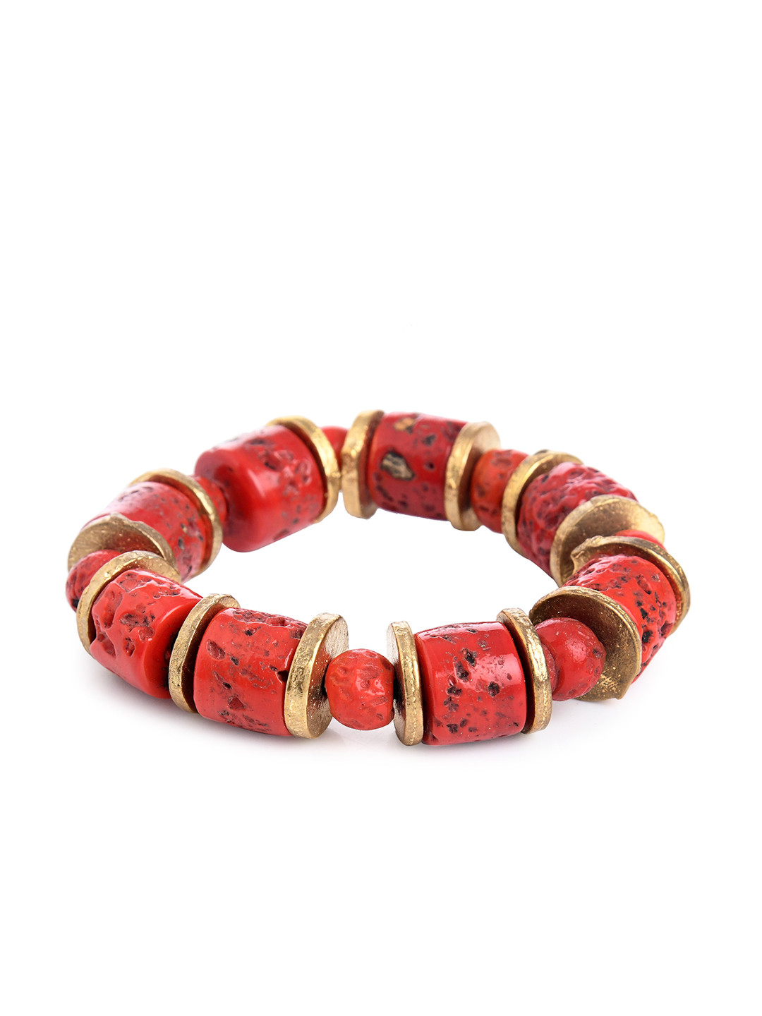 Bamboo Tree Jewels Red Elasticated Bracelet