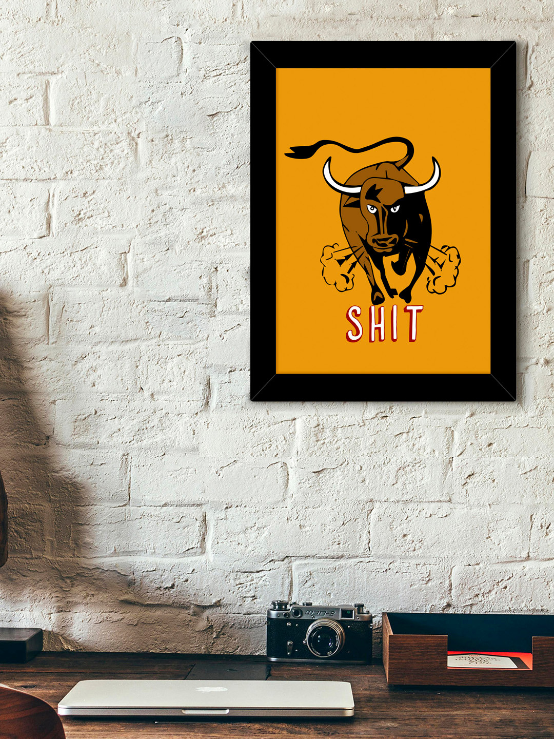 TIED RIBBONS Black & Mustard Yellow Graphic Wall Art