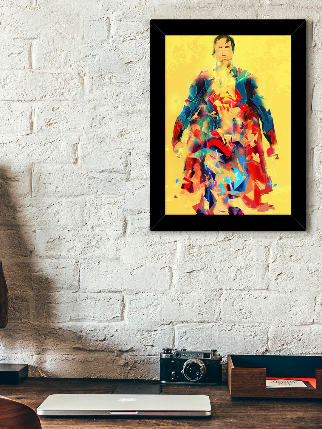 TIED RIBBONS Black & Yellow Solid Abstract Superman Wall Art