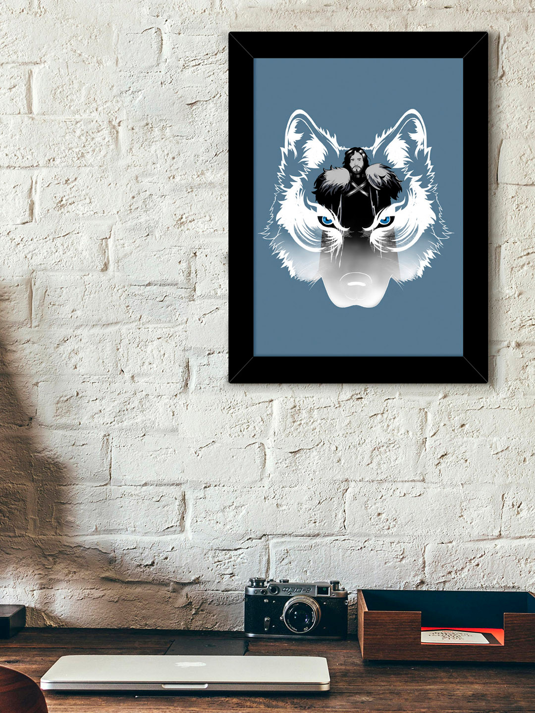 TIED RIBBONS Black & Blue Solid Game Of Thrones Caricature Wall Art