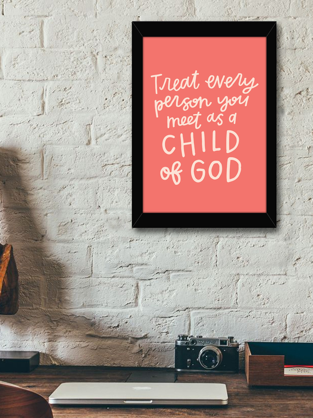 TIED RIBBONS Black & Pink Solid Inspirational Typographic Wall Art